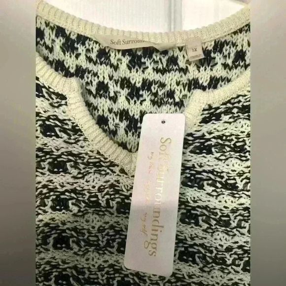 Soft Surroundings Permian Tunic Sweater Short Sleeve Open Knit Women Size 1X NWT - Picture 2 of 4